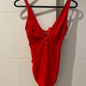 Free People Bright Red Body Suit